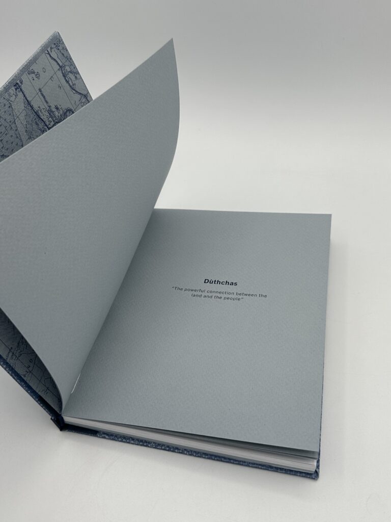 Title reads, 'Dùthchas', with the translation being"the powerful connection between the land and the people."