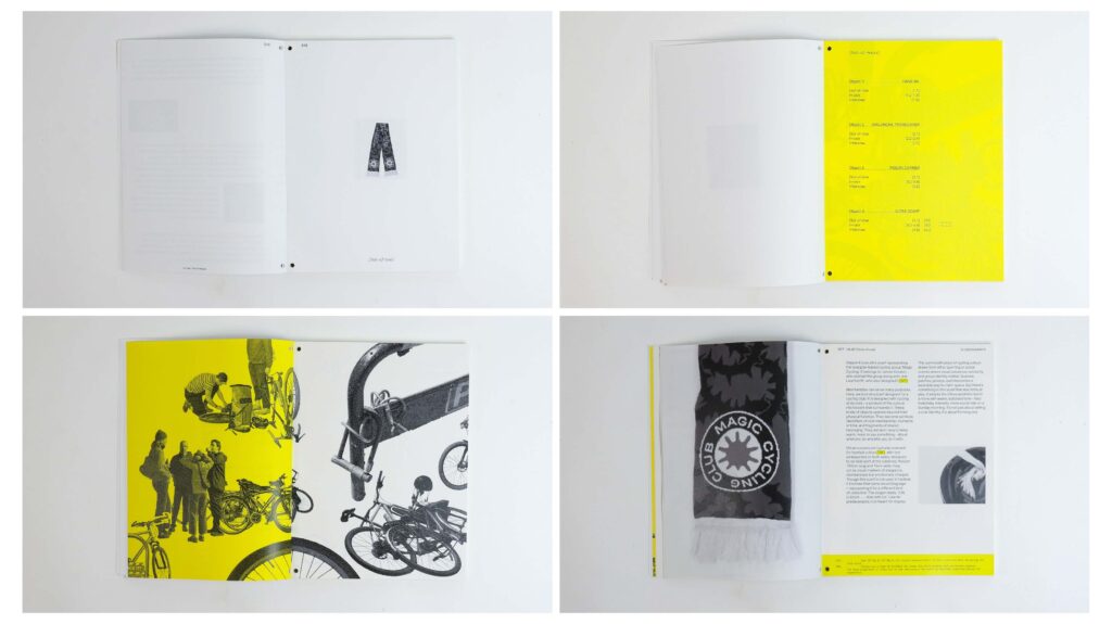 A selection of images showing different spreads found in the Cycling Culture section.