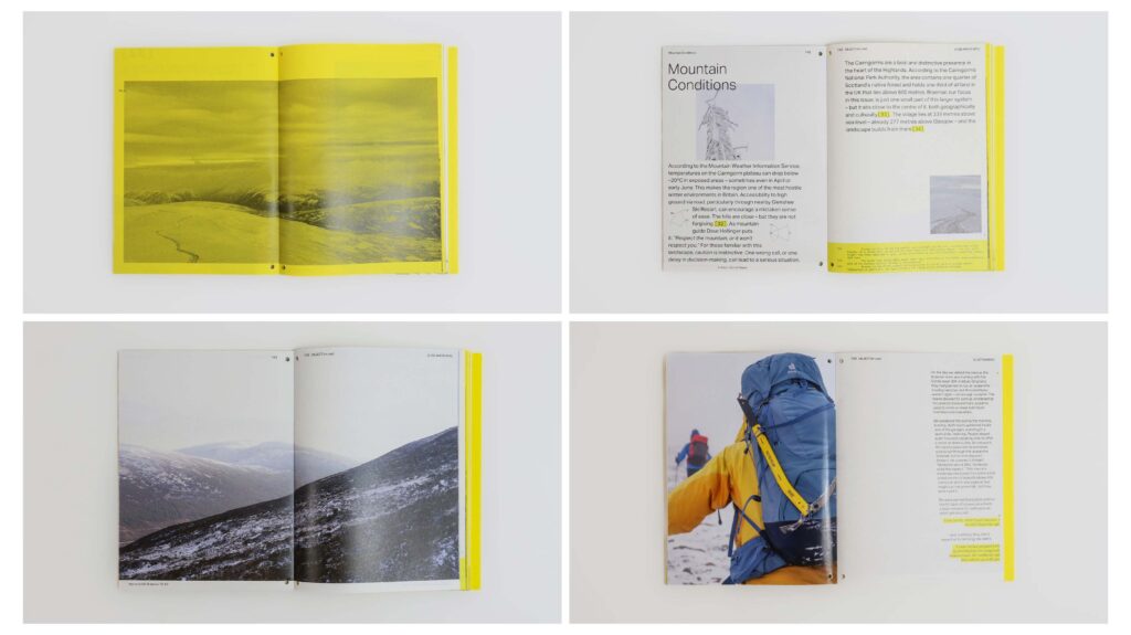 A selection of images showing different spreads found in the Braemar section.