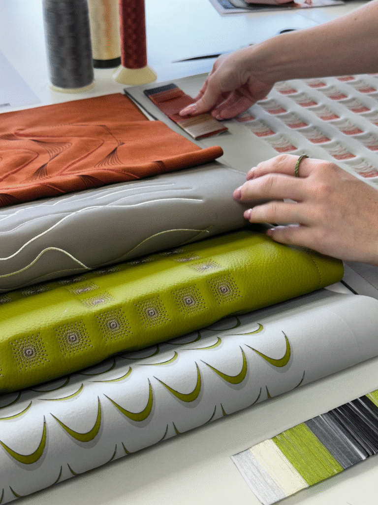 Final fabric selection developed with careful consideration of context, colour harmony, durability, and cost efficiency, ensuring a balanced approach between design intent and automotive industry requirements.